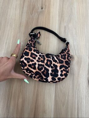 Mini Urban Outfitters Leopard Print Mini Hobo Bag - Black & Brown